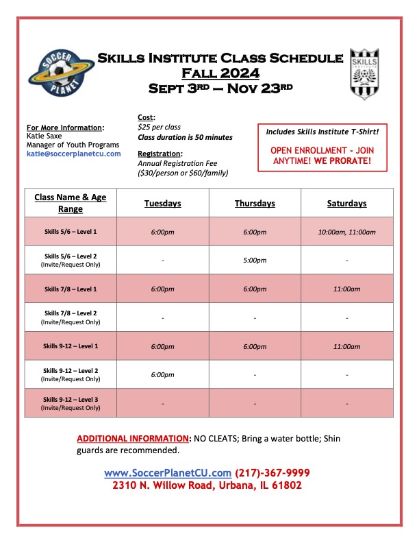 Skills Institute Flyer - Fall Season 2024